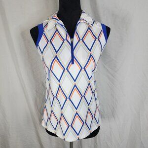 LOPEZ GOLF Size Small Desert Dry 1/4 Zip Sleeveless Collared Golf Pickleball Top